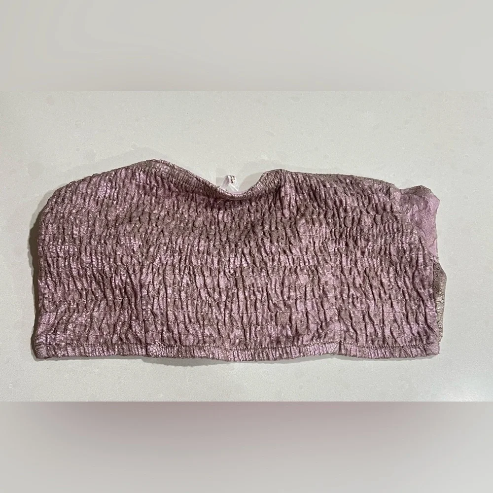 Free People Shape of‎ You Crop Top Size Small Sandy Pink Lace